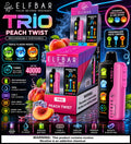Elf Bar Trio 40000 Puffs disposable vape with peach ice flavor, featuring triple flavor modes, by Luxe Vape India.
