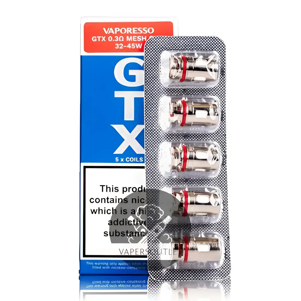 IVG GTX Mesh Coils 5-pack for Vaporesso Swag PX80, 0.2 ohm regular coil, compatible with vape devices, in a sleek packaging.