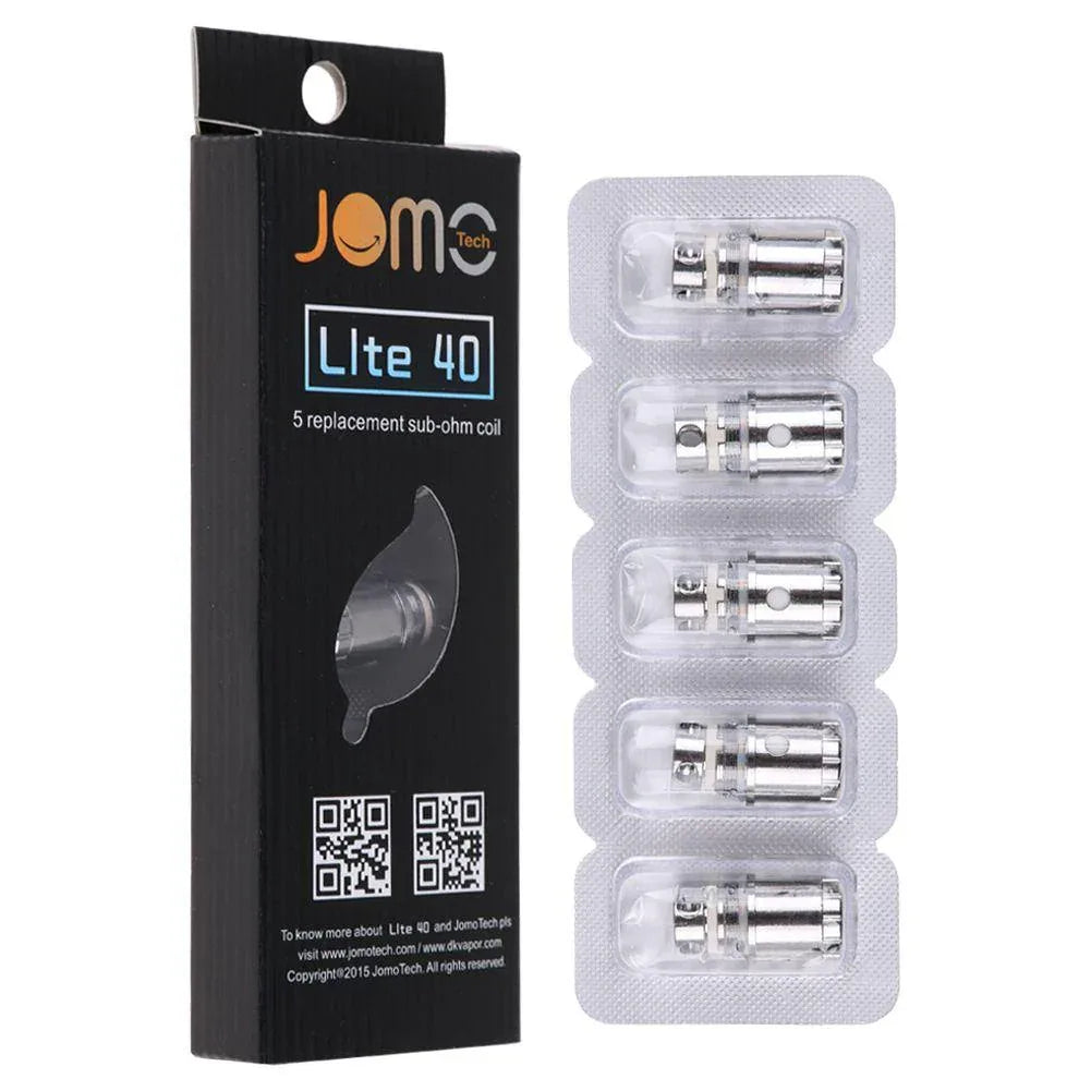 IVG Jomo Tech Lite 40 replacement sub-ohm coils, 5-pack, compatible with vape devices, featuring high-performance coil design.