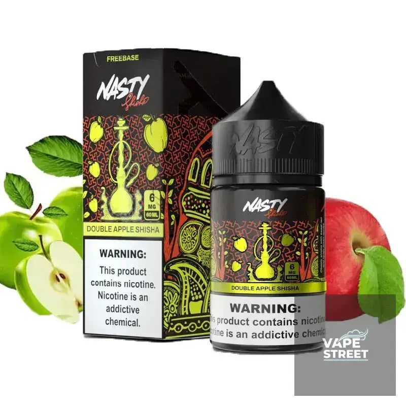 IVG Nasty Shisha Double Apple Freebase E-Liquid disposable vape, 3mg/6mg nicotine, with sleek design and vibrant branding.