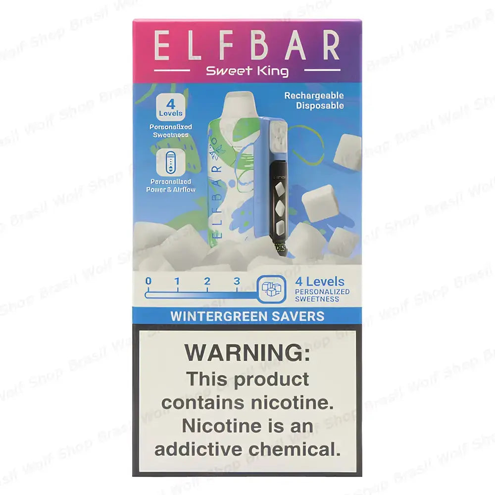 IVG Elfbar Sweet King disposable vape with triple melon flavor, rechargeable high puff device, 30000 puffs, shown in image.