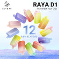 IVG Elf Bar Raya D1 disposable vape in watermelon honeydew flavor, showcasing sleek design with vibrant fruit graphics.