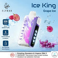 IVG Elf Bar Ice King 30000 Puffs disposable vape with watermelon ice flavor, long-lasting electronic vape device, on a white background.