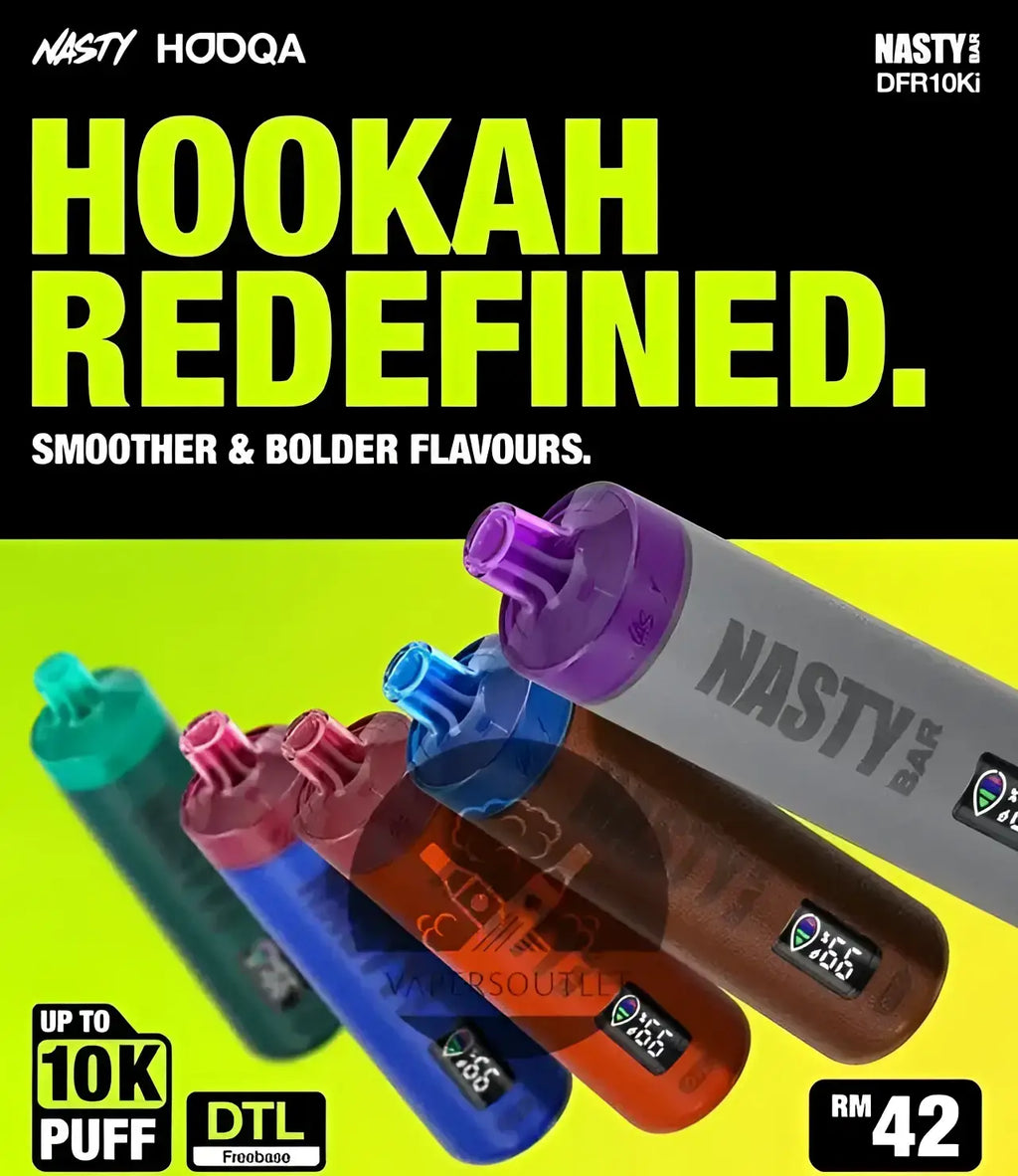 IVG Nasty Hooqa 10000 Puffs rechargeable disposable vape with watermelon ice flavor, shown in a sleek design.