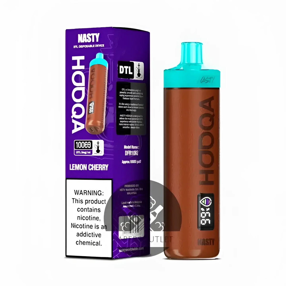 IVG Nasty Hooqa disposable vape with watermelon ice flavor, rechargeable, 10,000 puffs, compact design for easy vaping.