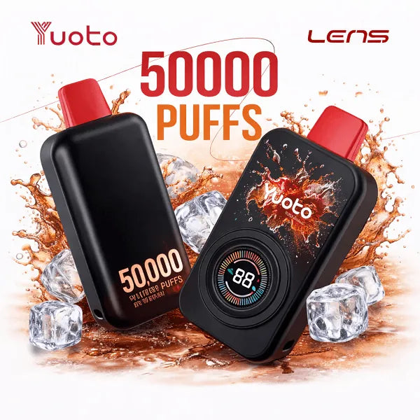 IVG Yuoto Lens disposable vape with watermelon ice flavor, 50,000 puffs, 50MG nicotine, rechargeable design, luxury vape style.