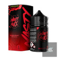 IVG Nasty Bad Blood Blackcurrant Mint Freebase E-Liquid for vaping, showing the 3mg/6mg juice bottle with blackcurrant and mint flavor.
