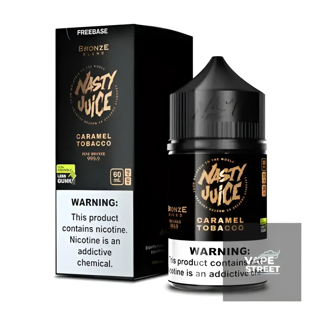 IVG Nasty Bronze Blend Tobacco-Freebase E-Liquid for Vape, 3mg/6mg, bottle of vape juice with colorful label