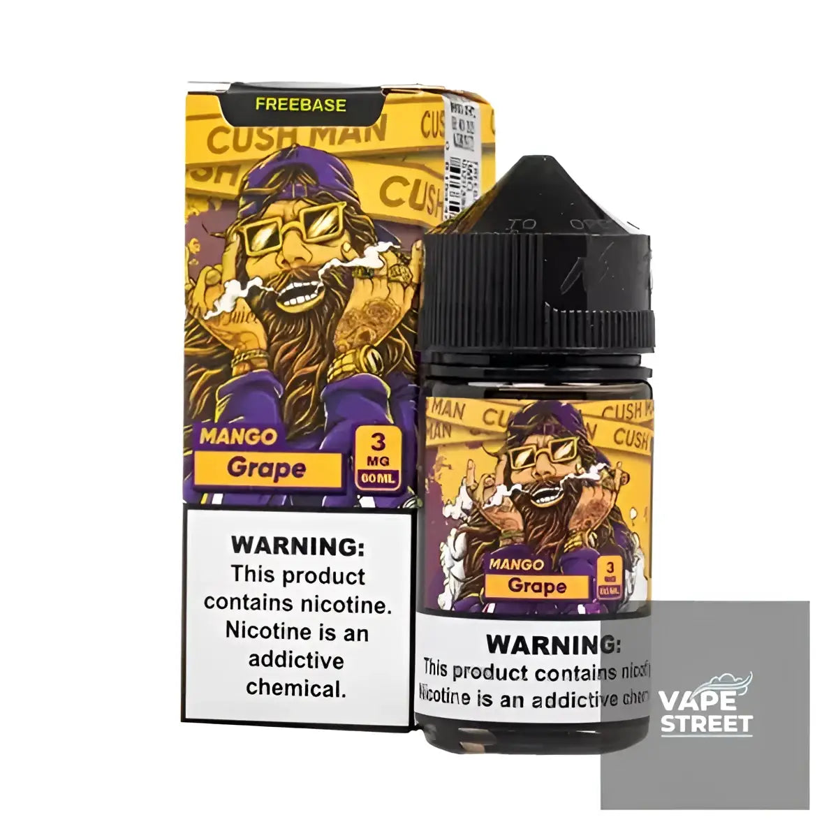 IVG Nasty Cushman Mango Grape Freebase E-Liquid 3mg/6mg for vaping, showcasing the colorful bottle and flavor label.