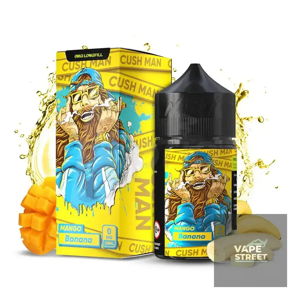 IVG Nasty Mango Banana Freebase E-Liquid for vaporizers, 3mg/6mg nicotine, bottle with colorful mango and banana illustrations