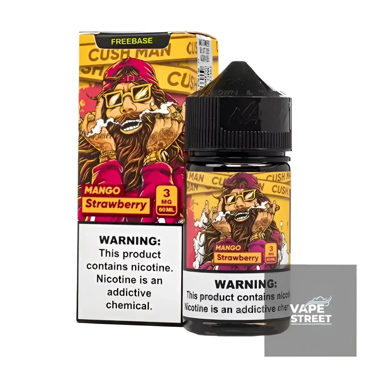 IVG Nasty Mango Strawberry Freebase E-Liquid 3mg/6mg bottle, colorful juice bottle with mango and strawberry flavors, Luxe Vape India