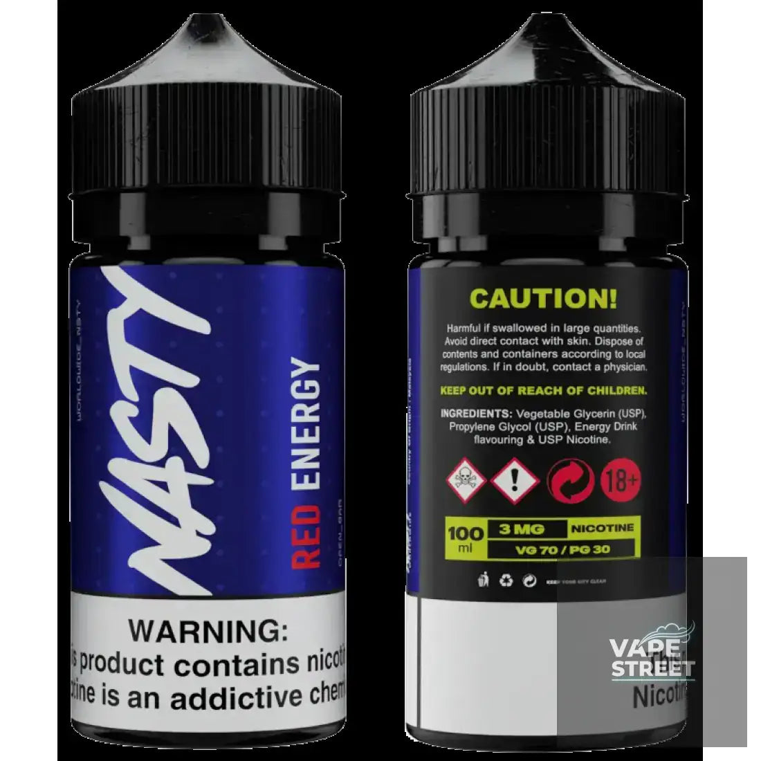 IVG Nasty Red Rage Freebase E-Liquid for vapes, 3mg/6mg, with energy drink flavor, in sleek bottle.