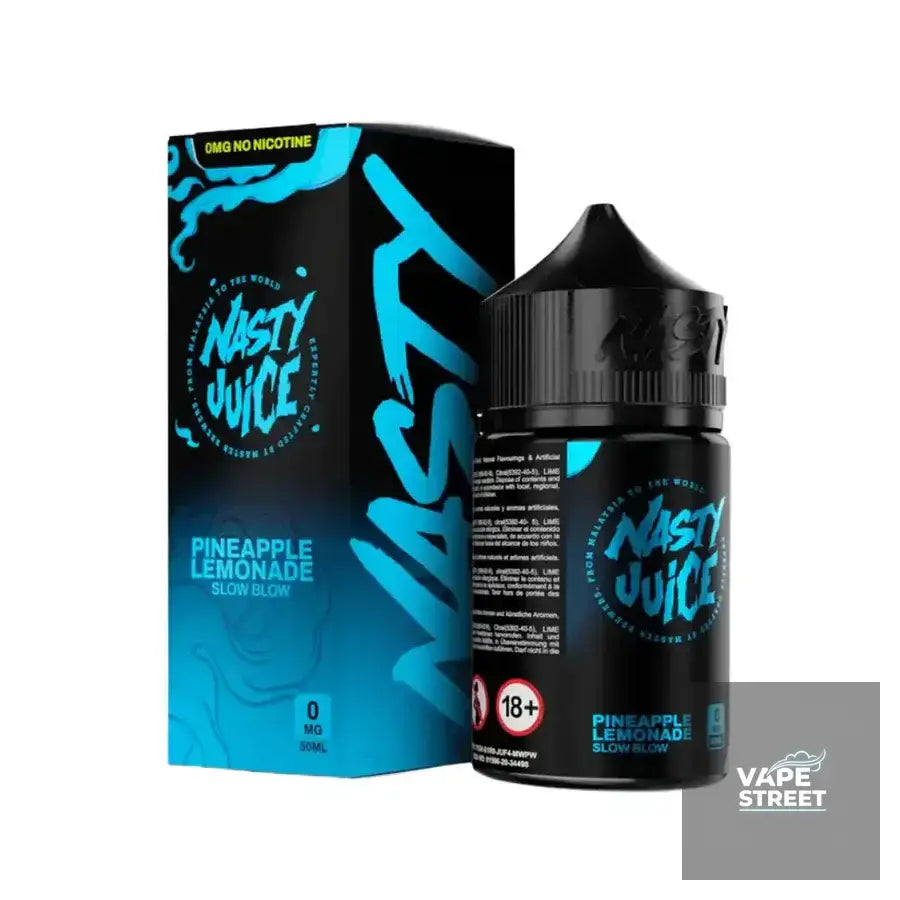 IVG Nasty Slow Blow Pineapple Lemon Soda vape juice bottle, freebase nicotine 3mg/6mg, in sleek packaging.