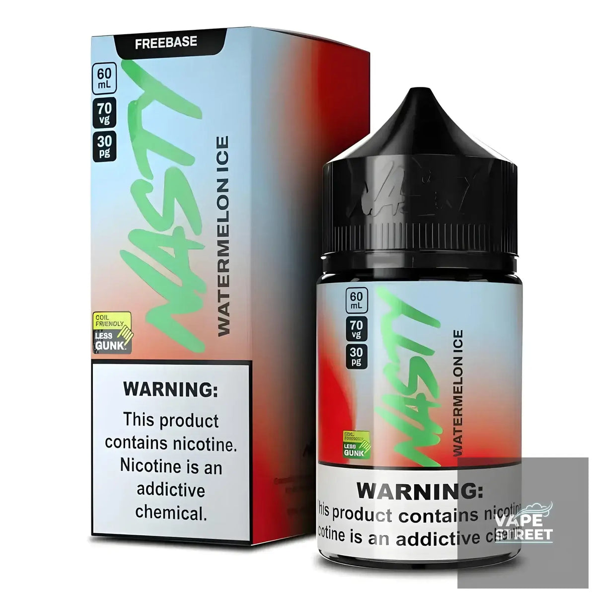 IVG Nasty Watermelon Ice Freebase E-Liquid vape juice in 3mg/6mg, featuring watermelon and cooling menthol flavor.