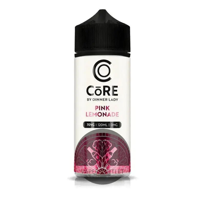 IVG Core Dinner Lady Pink Lemonade 120ml freebase e-liquid vape juice in 3MG or 6MG, displayed in a sleek bottle.