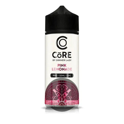 IVG Core Dinner Lady Pink Lemonade 120ml freebase e-liquid vape juice in 3MG or 6MG, displayed in a sleek bottle.