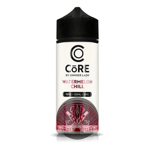 IVG Core by Dinner Lady Watermelon Chill 120ML Freebase E-Liquid bottle with watermelon flavor and vibrant label.