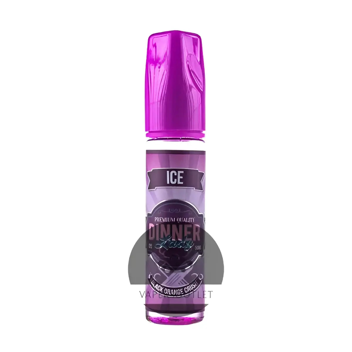 IVG Dinner Lady Black Orange Crush 60ml shortfill e-liquid bottle with orange and black flavor design for vaping.
