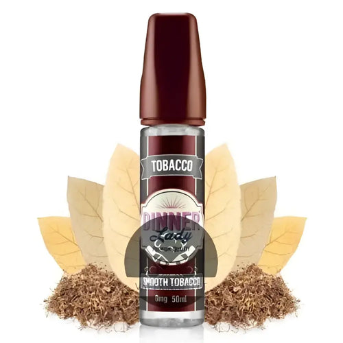 IVG Dinner Lady Smooth Tobacco 60ML shortfill e-liquid bottle with 3MG and 6MG nicotine, featuring a sleek label design.