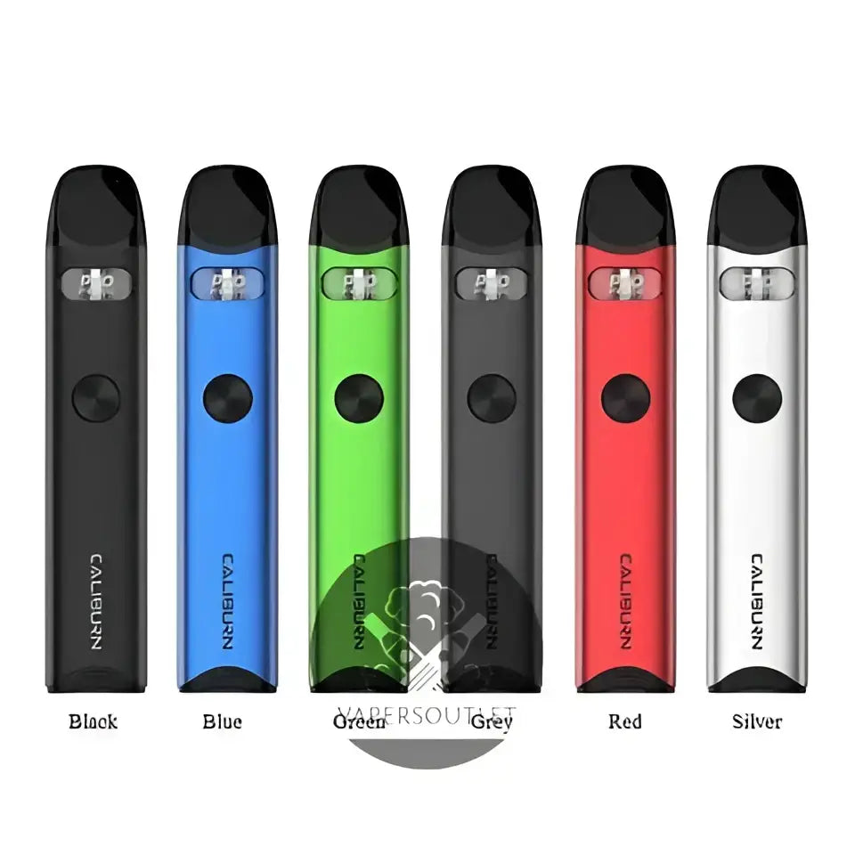 IVG Uwell Caliburn A3 15W pod system kit in black, MTL vape device with sleek design and compact form for easy vaping.