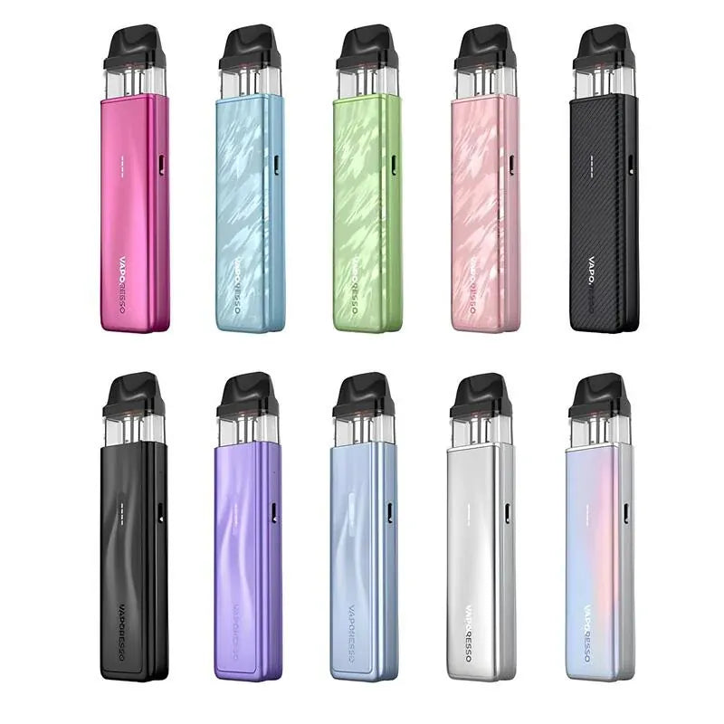 Black Vaporesso XROS 5 Mini Pod Kit by IVG, refillable vape device with compact design, displayed on a plain background.