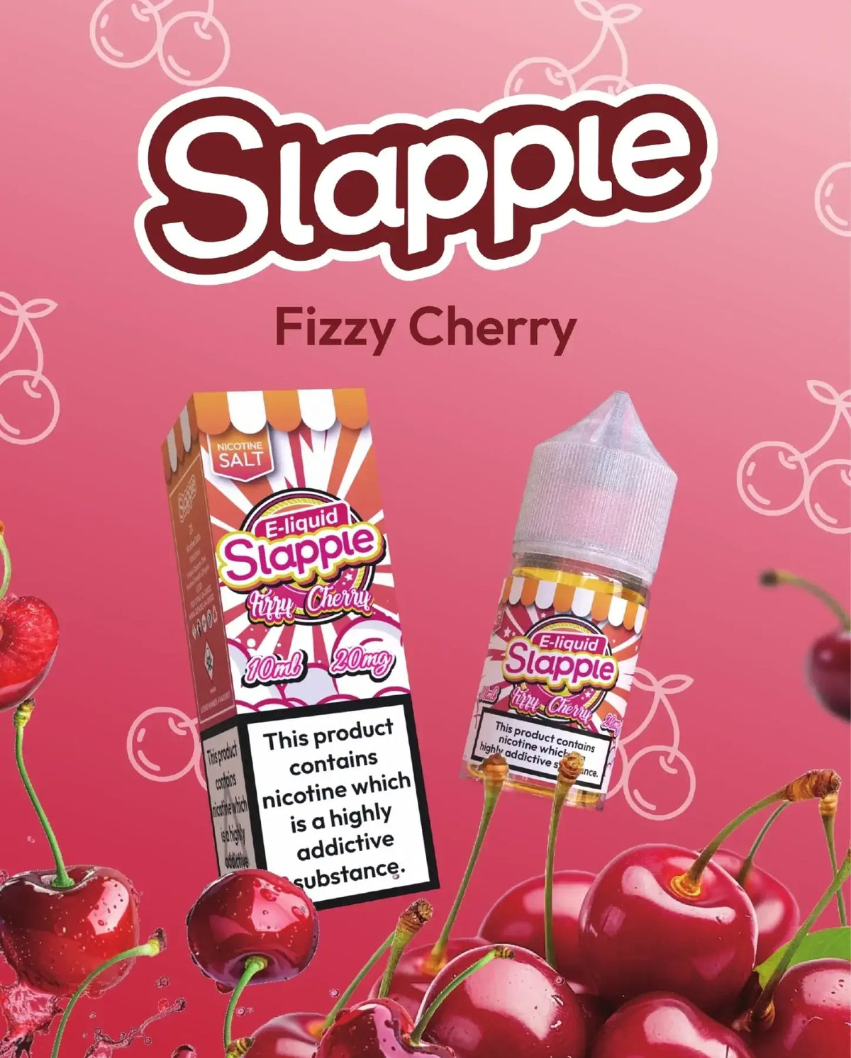IVG Slapple Fizzy Cherry Nic Salt Vape Juice 30ML bottle with cherry flavor, available in 30MG and 50MG nicotine strength.