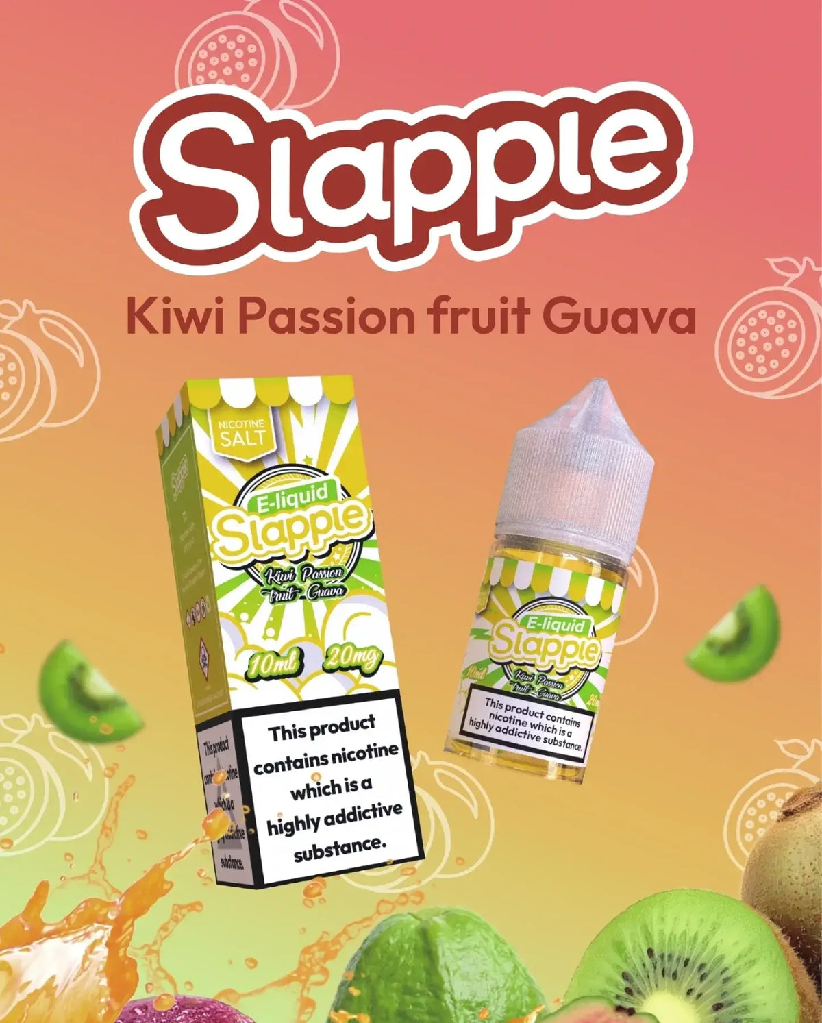 IVG Slapple Kiwi Passion Fruit Guava Nic Salt vape juice 30ML bottle with 30MG or 50MG nicotine, ideal for vaping.