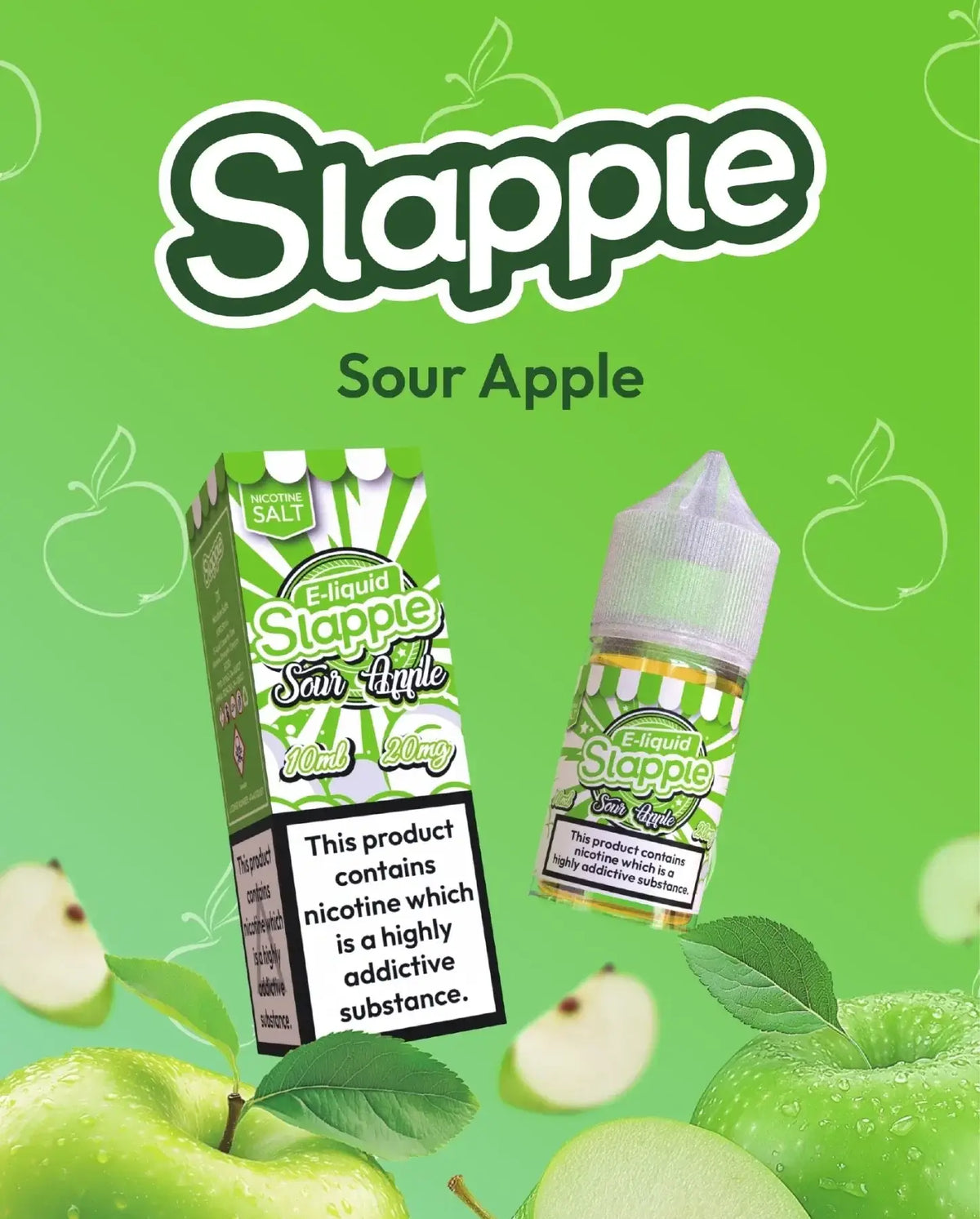 IVG Slapple Sour Apple Nic Salt vape juice bottle, 30ml, available in 30mg and 50mg nicotine strength, for vaping.