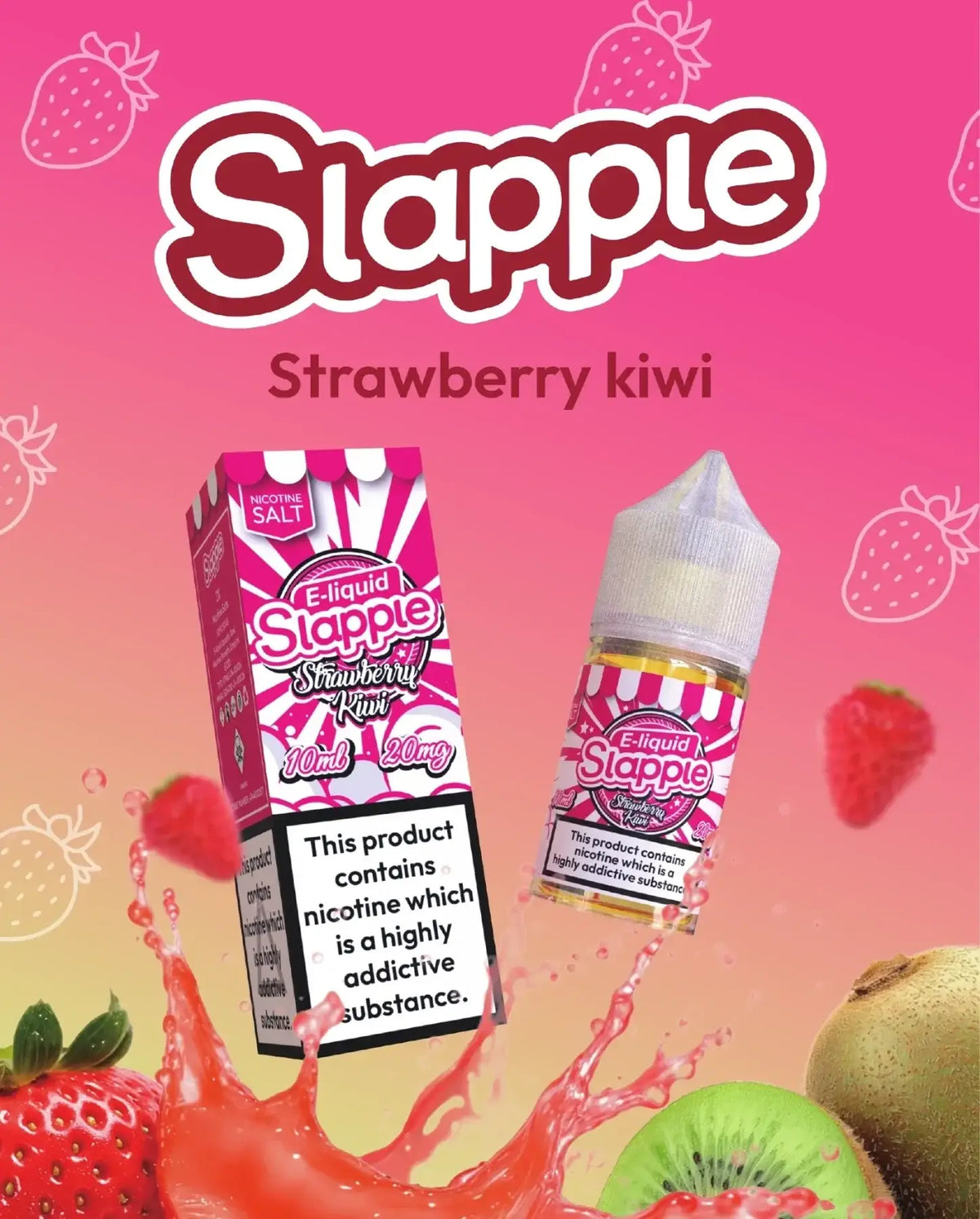 IVG Slapple Strawberry Kiwi Nic Salt vape juice 30ML in 30MG and 50MG, featuring fresh strawberry and kiwi flavor.