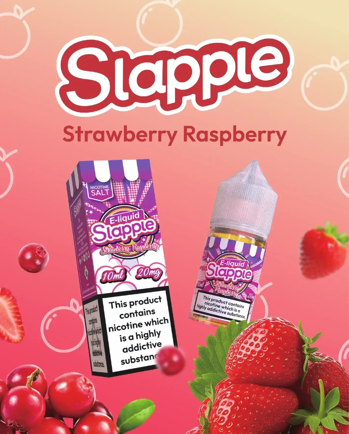 IVG Slapple Strawberry Raspberry Nic Salt vape juice 30ML bottle with strawberry and raspberry flavor for nicotine salt vaping.