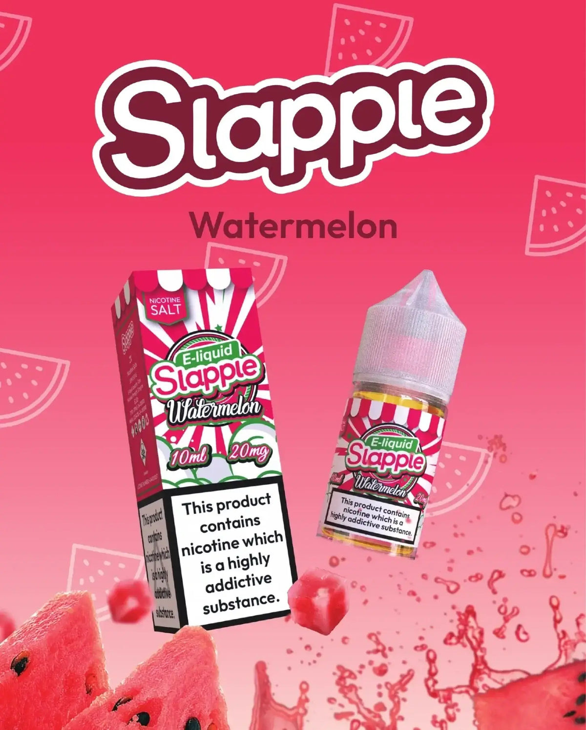 IVG Slapple Watermelon Nic Salt Vape Juice 30ML bottle with watermelon flavor, available in 30MG and 50MG nicotine strength.