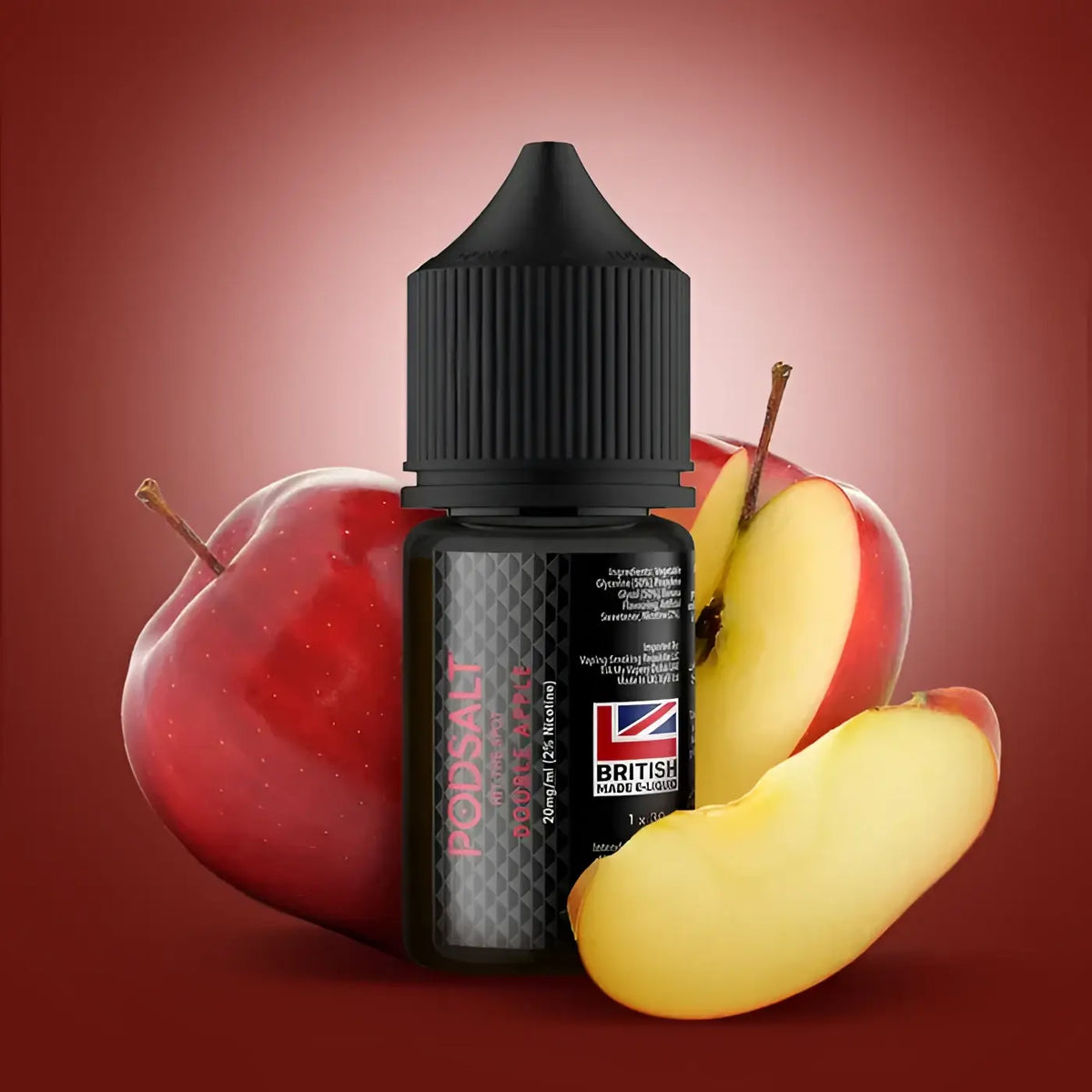 IVG Pod Salt Core Double Apple Nic Salt vape juice 30ml bottle with nicotine strength options 20mg, 25mg, 50mg.