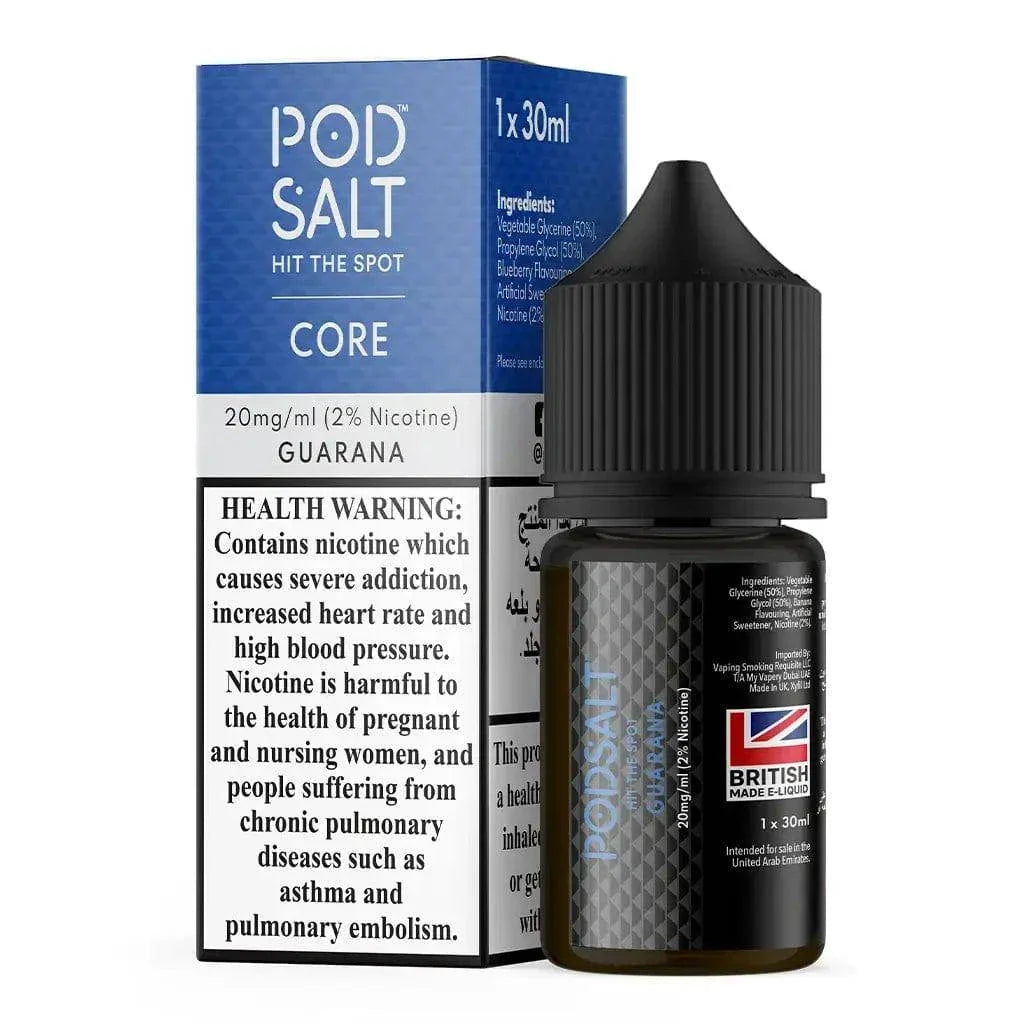 IVG Pod Salt Core Guarana Nic Salt vape juice 30ML in 20MG, 25MG, 50MG nicotine strengths, featuring Guarana flavor.