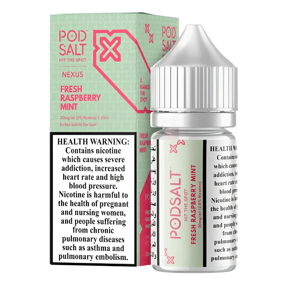 IVG Pod Salt Fresh Raspberry Mint Nic Salt vape juice 30ml bottle with raspberry and mint flavor for vaping.