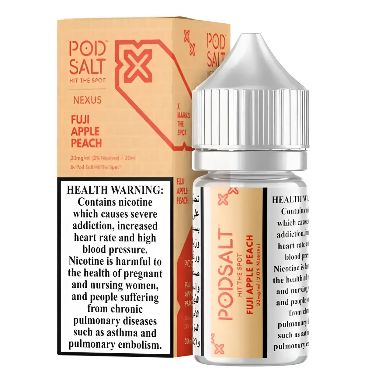 IVG Pod Salt Nexus Fuji Apple Peach NIC SALT vape juice 30ML bottle with flavor of Fuji apple and peach, 25MG or 50MG nicotine strength