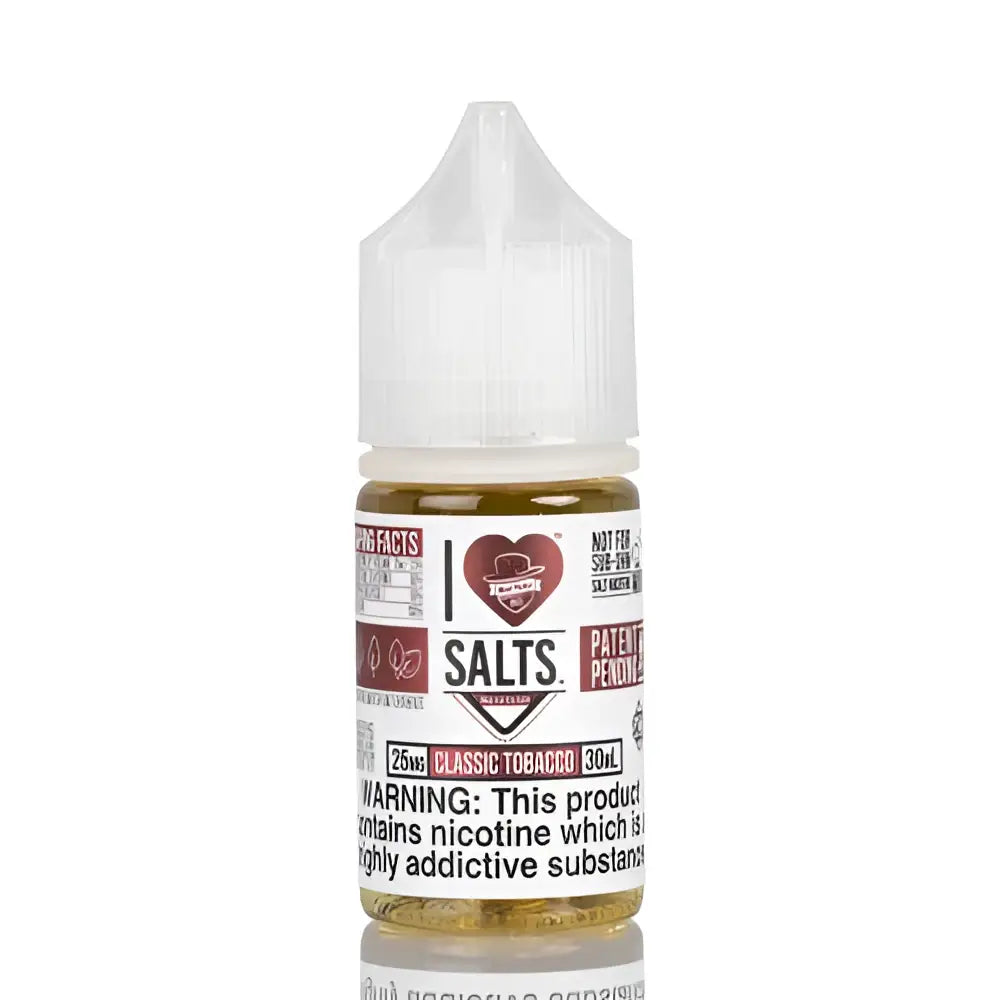 IVG Nic Salt 25MG and 50MG vape juice in 30ml bottle featuring I Love Salts Classic Tobacco flavor by Mad Hatter.