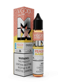 IVG SaltNic Labs Mix Iced Peach Mango nic salt e-liquid in 30ml bottle with 25mg nicotine, designed for vaping.