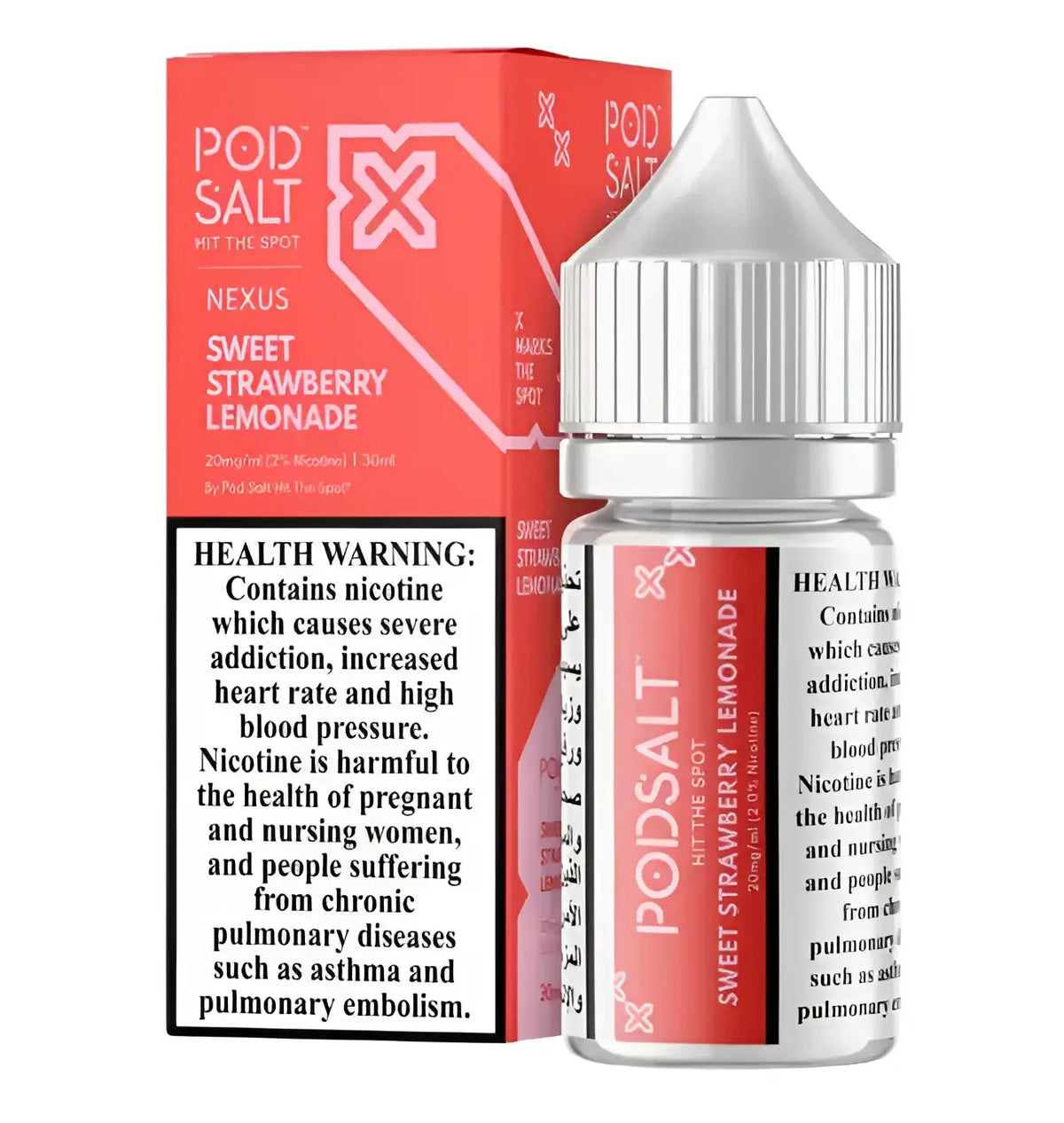 IVG Pod Salt Nexus Sweet Strawberry Lemonade 30ML nicotine salt vape juice with 25MG or 50MG nicotine, ideal for vaping.