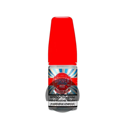 IVG Dinner Lady Salts Strawberry Bikini NIC Salt e-liquid bottle with label, featuring pink strawberry imagery and nicotine strength.