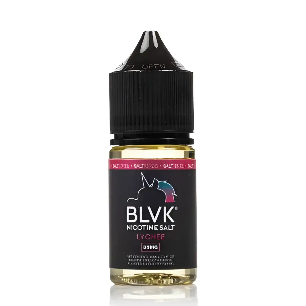 IVG BLVK Unicorn Lychee Nic Salt vape juice 30ml bottle with nicotine strength options 35MG and 50MG, for vaping.