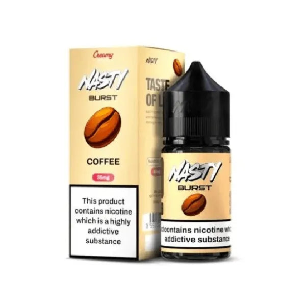 IVG Nasty Burst Coffee Nic Salt 30ml vape juice bottle featuring premium coffee flavor, designed for smooth vaping experience.