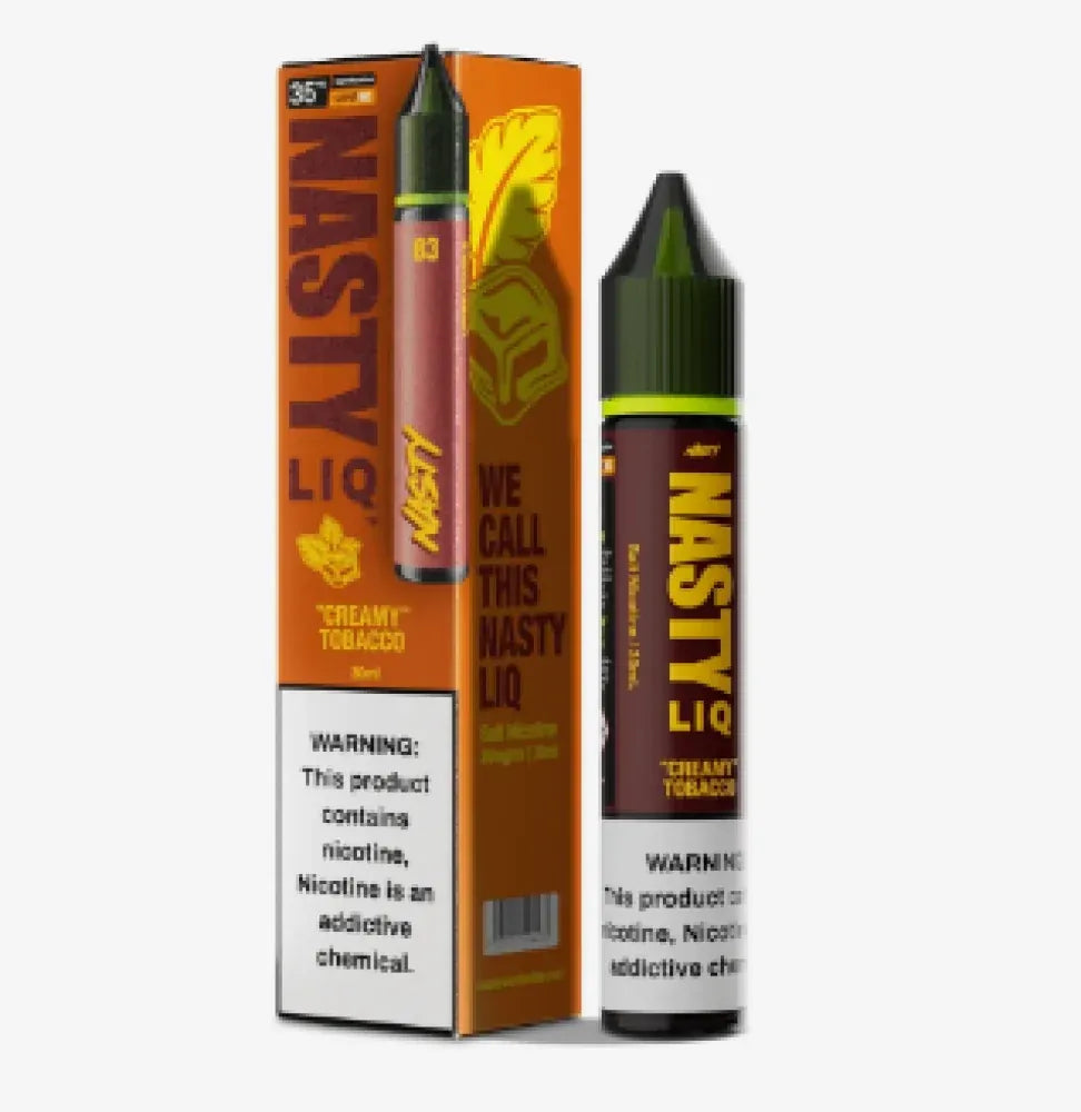 IVG Nasty Liq Creamy Tobacco Nic Salt 30ml vape juice in a sleek bottle, featuring smooth tobacco flavor for satisfying vaping experience.