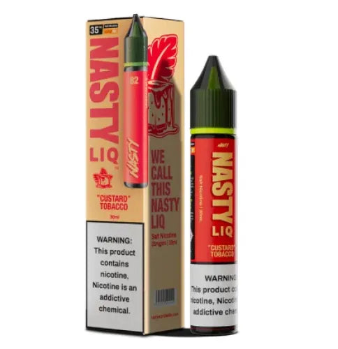 IVG Nasty Liq Custard Tobacco Nic Salt 30ml vape juice bottle with creamy tobacco flavor, designed for smooth vaping experiences.
