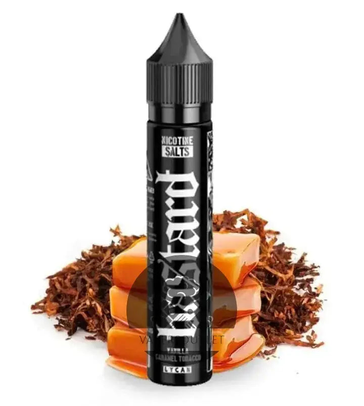 IVG Bastard Salts Lycan Vanilla Caramel Tobacco Nic Salt vape juice 30ml bottle with 35mg and 50mg nicotine, featuring caramel and vanilla flavor