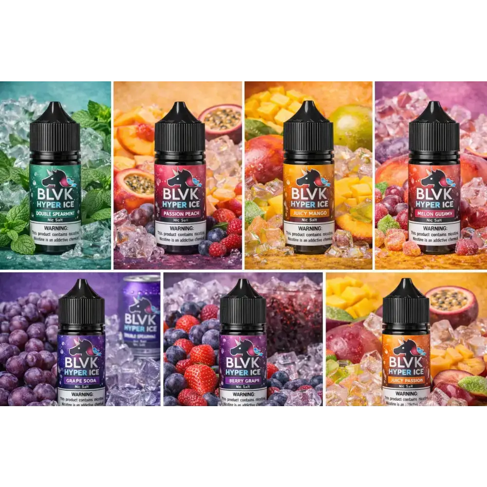 IVG BLVK Hyper Ice Double Spearmint nic salt vape juice 30ml bottle, available in 35MG and 50MG nicotine strength.