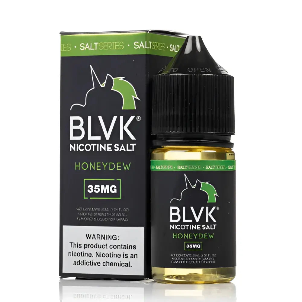 IVG BLVK Unicorn Honeydew Nic Salt vape juice bottle with 30ml label, 35mg and 50mg nicotine salt e-liquid, Luxe Vape India.