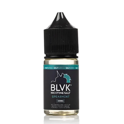 IVG BLVK Unicorn Spearmint Nic Salt vape juice in 30ml bottle with 35mg or 50mg nicotine, featuring spearmint flavor.