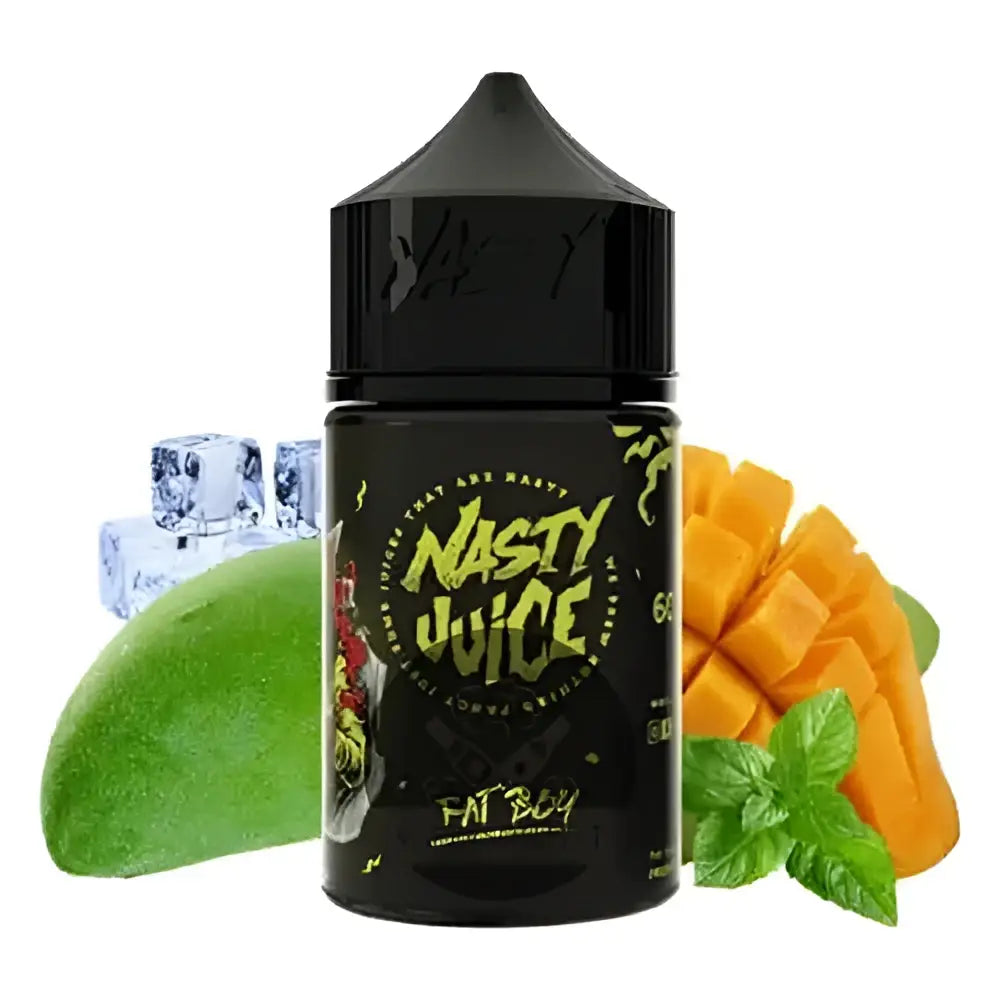 IVG Nic Salt 35MG Nasty Juice Fat Boy Green Mango 30ML vape juice bottle with green mango flavor and nicotine salt formulation.