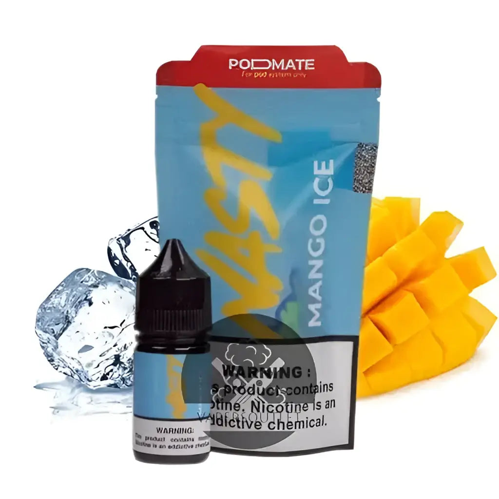 IVG Nasty Juice Podmate Mango Ice Nic Salt vape juice 30ml with 35mg or 50mg nicotine salt in a sleek bottle.