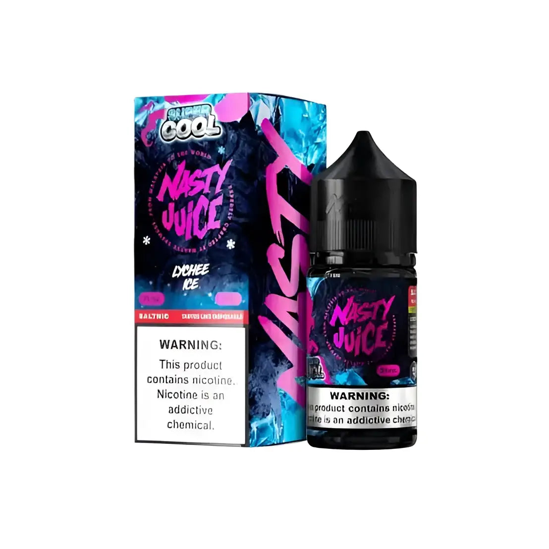IVG Nic Salt Vape Juice Super Cool Lychee Ice 30ml by Nasty Juice, with 35mg and 50mg nicotine, for smooth vaping experience.